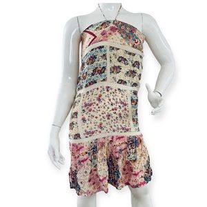 Vintage 90s Nostalgia Floral Dress Small Size Bow Neck Boho